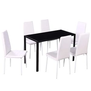 vidaXL virtuves mēbeļu komplekts, 7 gab., melns un balts