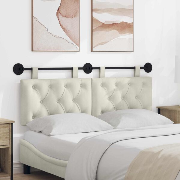 vidaXL Karājo&scaron;s galvgalis Krēmkrāsa 150 x 55 x 7 cm Samts