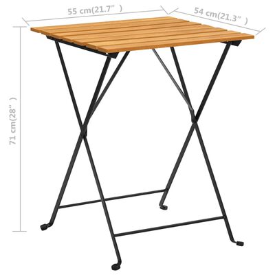 vidaXL bistro galds, 55x54x71 cm, akācijas masīvkoks