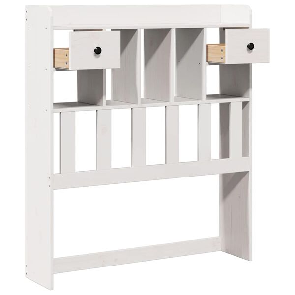 vidaXL galvgalis ar plauktiem, balts, 90 cm, priedes masīvkoks