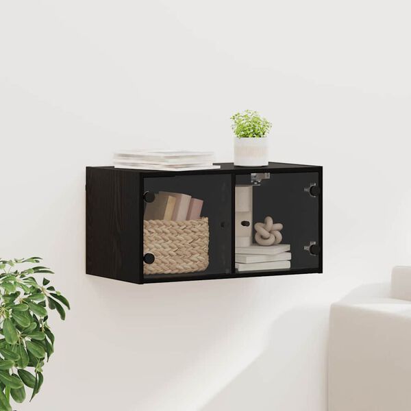 vidaXL Sienas skapis Melns ozolkoks 68 x 37 x 35 cm Inženierijas koks