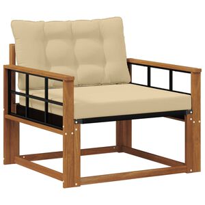 vidaXL Āra dīvānu komplekts Cieta akācijas koks un tekstilēns Dabiska