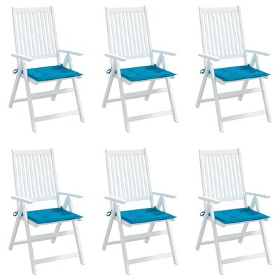 vidaXL dārza krēslu spilveni, 6 gab., zili, 40x40x3 cm, audums