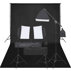 vidaXL fotostudijas komplekts, gaismas un fons