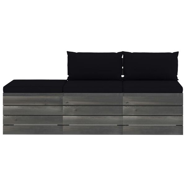 vidaXL 3-daļīgs dārza pale&scaron;u mēbeļu komplekts ar matračiem, priede