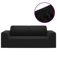 vidaXL elastīgs dīvāna pārvalks, divvietīgs, melns poliesters