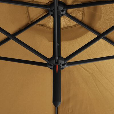 vidaXL dubultais saulessargs ar tērauda kātu, 600 cm, pelēkbrūns