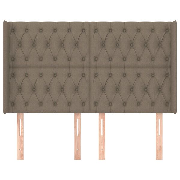 vidaXL galvgalis ar malām, 163x16x118/128 cm, pelēkbrūns audums