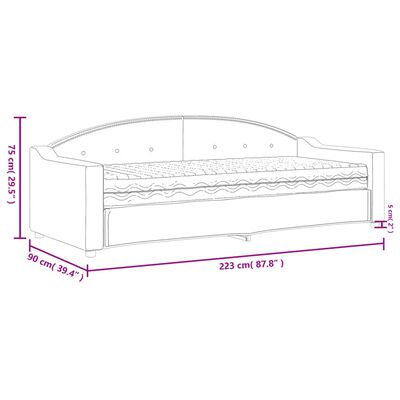 vidaXL dīvāngulta ar matraci, melns audums, 80x200 cm