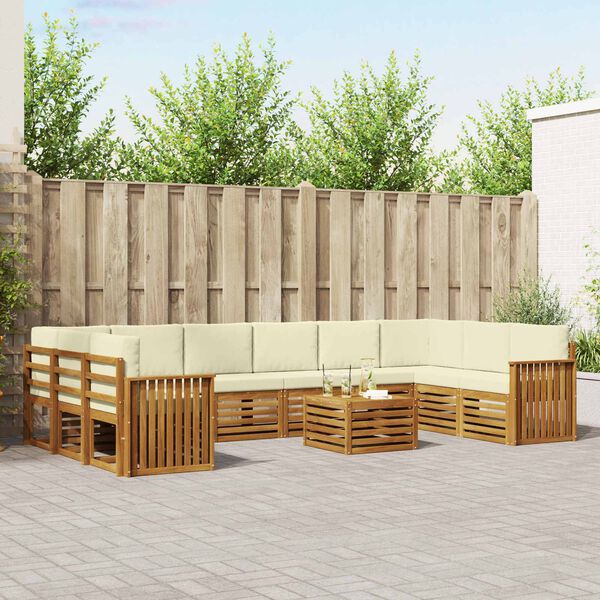 vidaXL Stūru dīvānu komplekts ar spilvenu 11 pcs Dabisks un krējuma