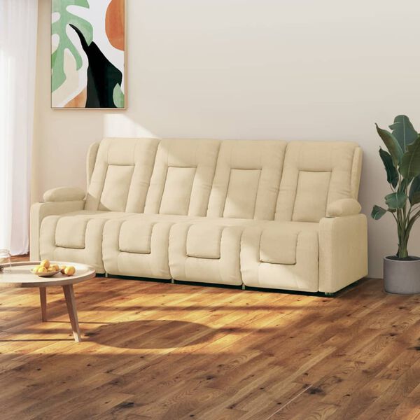 vidaXL četrvietīgs masāžas krēsls ar glāžu turētāju, krēmkrāsas