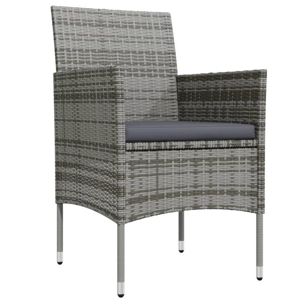 vidaXL 7-daļīgs dārza mēbeļu komplekts ar matračiem, pelēka ar melns