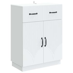 vidaXL Puse ar atvilktni Balts 66 x 34,5 x 87 cm Inženierijas koks