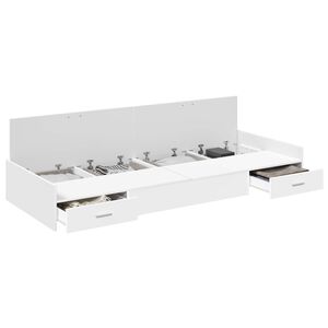 vidaXL Gultas rāmis ar atvilktni Balts 100 x 200 cm Inženierijas koks