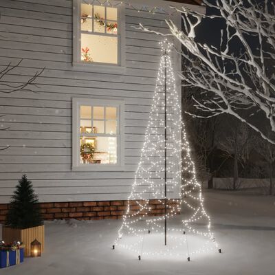 vidaXL Ziemassvētku eglīte ar metāla kātu, 500 vēsi baltas LED, 3 m