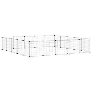 vidaXL 20 paneļu mājdzīvnieku būris ar durvīm, melns, 175x175x35cm, tērauds