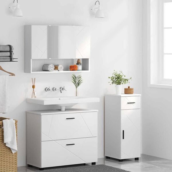 vidaXL Vannas istabas mēbeļu komplekts ar atvilktni 3 pcs Balts