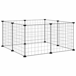 vidaXL mājdzīvnieku būris, 8 paneļi, melns, 70x70x35 cm, tērauds