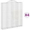 vidaXL arkveida gabiona grozi, 4 gb., 200x30x220/240cm, cinkota dzelzs