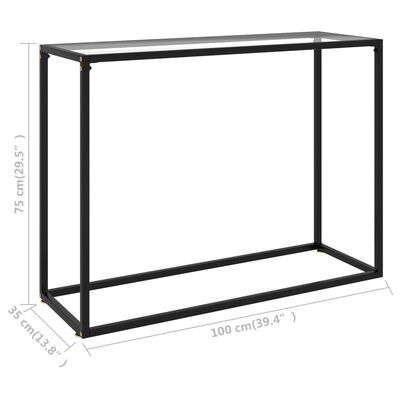 vidaXL konsoles galdiņš, 100x35x75 cm, rūdīts stikls, caurspīdīgs