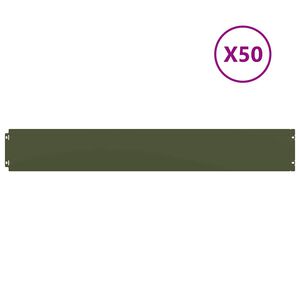 vidaXL zāliena apmales 50 gab Olive Green Auksti velmēts tērauds