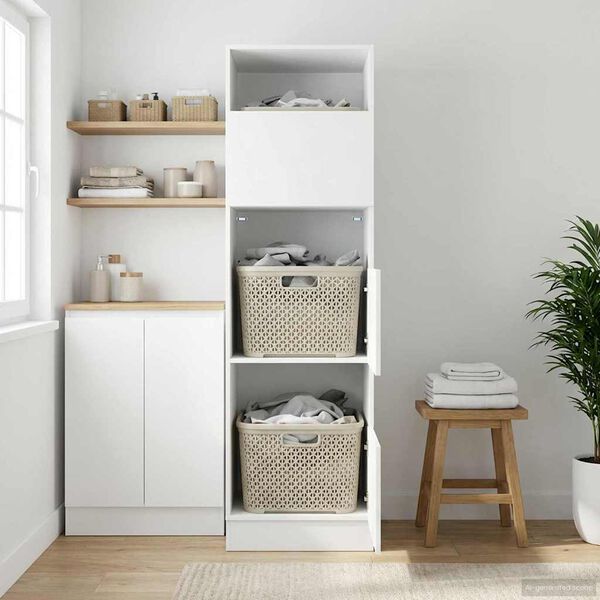 vidaXL Veļas skapis Melns ozolkoks 50 x 68 x 162 cm Inženierijas koks