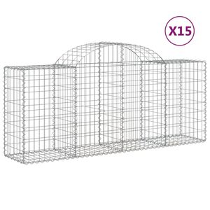 vidaXL arkveida gabiona grozi, 15 gb., 200x50x80/100cm, cinkota dzelzs