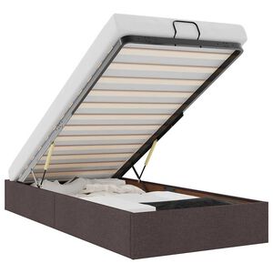 vidaXL Osmaņu gultas rāmis bez matrača tum&scaron;i brūns 90x190 cm audums