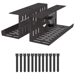 vidaXL Galda kabeļu organizators 2 gab. Melns 35 x 12 x 13 cm Tērauds