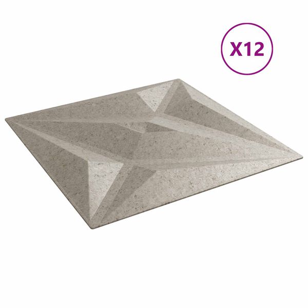 vidaXL Sienas paneļi 12 pcs Zvaigznes Betons 50 x 50 cm XPS Putu