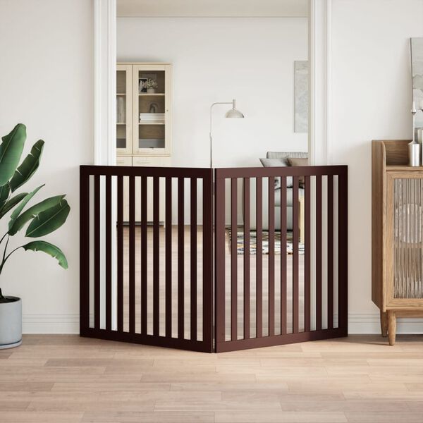 vidaXL suņu vārti, salokāmi, 2 paneļi, Brūns, 160 cm, papeles koks