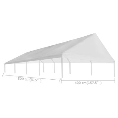 vidaXL svinību telts jumts, 4x8 m, balts