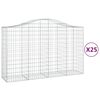 vidaXL arkveida gabiona grozi, 25gb., 200x50x120/140cm, cinkota dzelzs