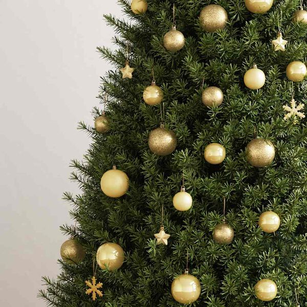 vidaXL Ziemassvētku eglītes rotājumi, 111 daļas, zeltains polistirols