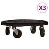 vidaXL podu paliktņi ar riteņiem, 3 gab., &Oslash;40 cm, melni, 275 kg