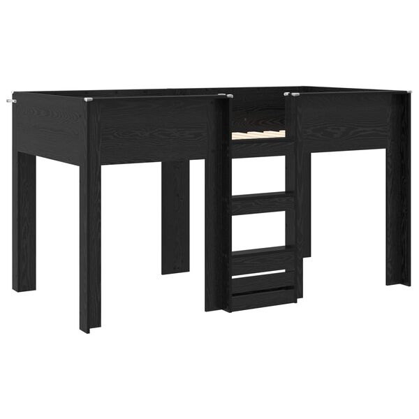 vidaXL Divguļamā gulta bērniem ar matraci Melns ozolkoks 100 x 200 cm