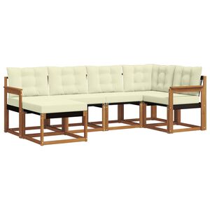 vidaXL Āra dīvānu komplekts ar spilvenu 6 pcs Dabisks un krējuma