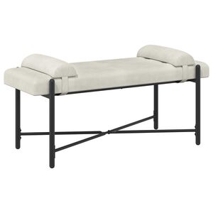 vidaXL Poga-pufēta sola ar spilveniem Krēmkrāsa 110 x 40 x 46 cm Samts