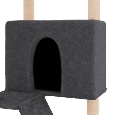 vidaXL kaķu māja ar sizala stabiem nagu asināšanai, 143 cm, pelēka