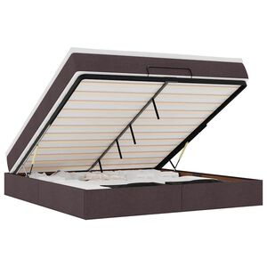 vidaXL Osmaņu gultas rāmis ar matrača tum&scaron;i brūns 180x200cm audums