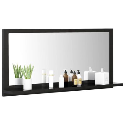 vidaXL vannasistabas spogulis, spīdīgi melns, 80x10,5x37 cm