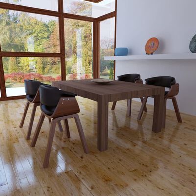 vidaXL virtuves krēsli, 4 gab., izliekts koks un mākslīgā āda