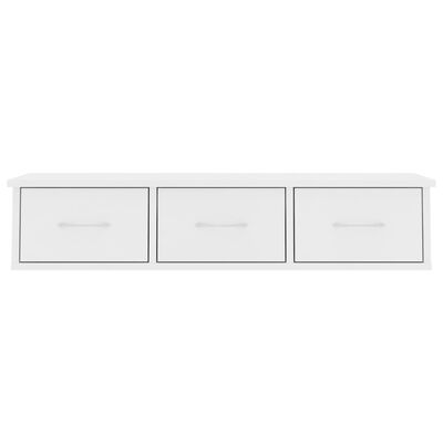vidaXL sienas atvilktņu plaukts, balts, 88x26x18,5 cm, skaidu plāksne