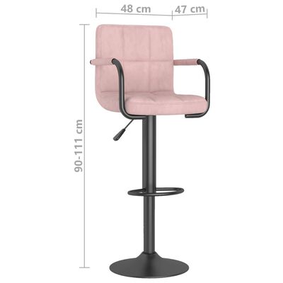 vidaXL bāra krēsli, 2 gab., rozā samts