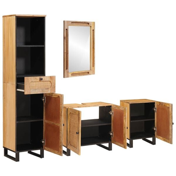 vidaXL Vannas istabu komplekti ar atvilktni Dabiska Cieta mango koksne