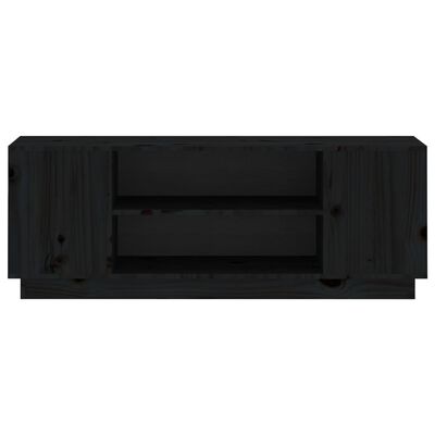 vidaXL TV skapītis, melns, 110x35x40,5 cm, priedes masīvkoks