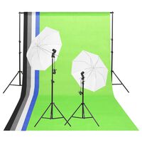 vidaXL fotostudijas gaismu komplekts ar foniem un foto lietussargiem