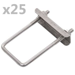 vidaXL U-veida skavas žoga stabiem, 60x40 mm, 25 komplekti