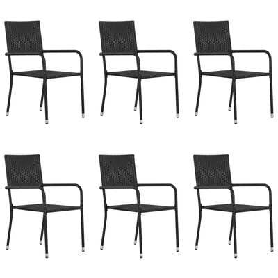 vidaXL dārza krēsli, 6 gab., melna PE rotangpalma
