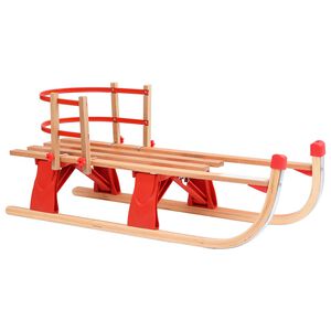 vidaXL bērnu sniega ragavas ar atzveltni, koks, 119 cm, salokāmas